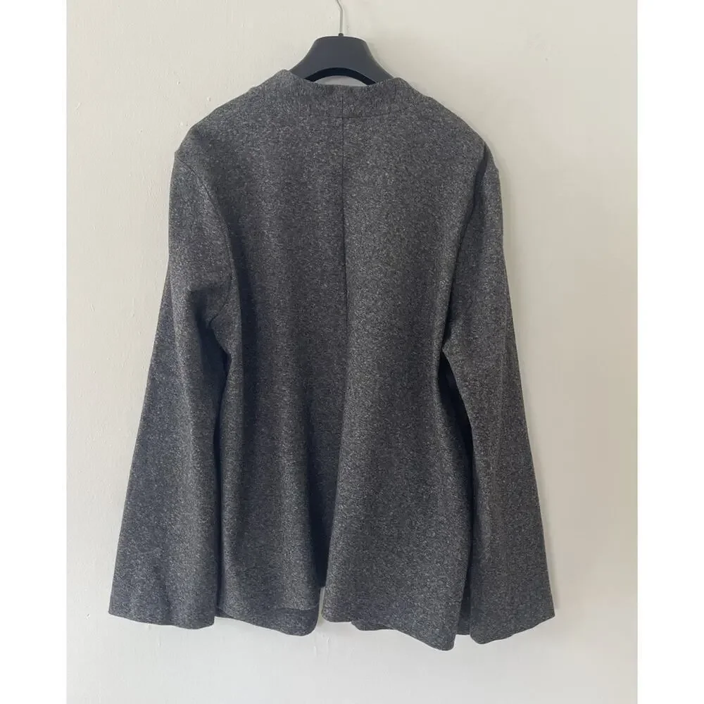 Eileen Fisher Organic Cotton Blend Textured Black White Jacket Size XL